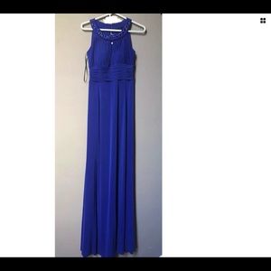 Embellished Pleaded Evening Gown. Blue. Sz:8 NEW.